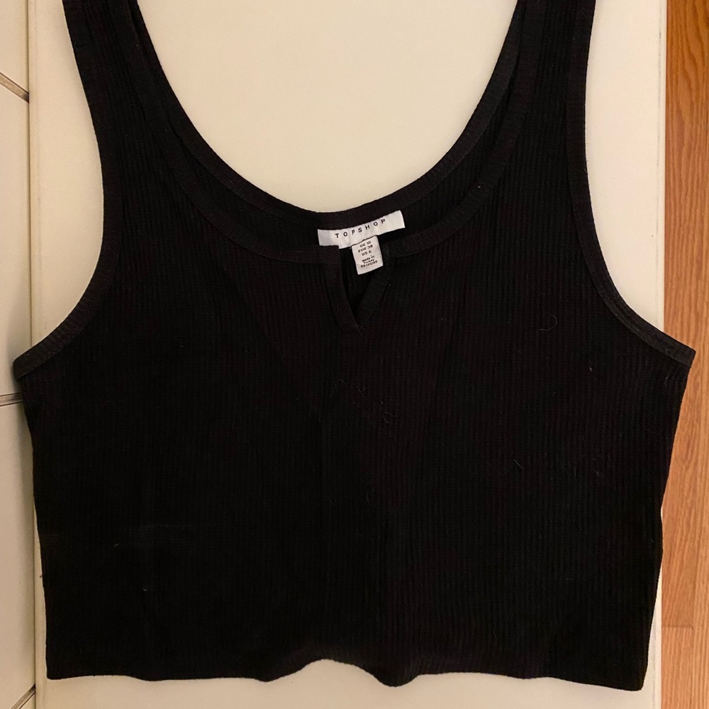 Top shop black ribbed cropped tank top